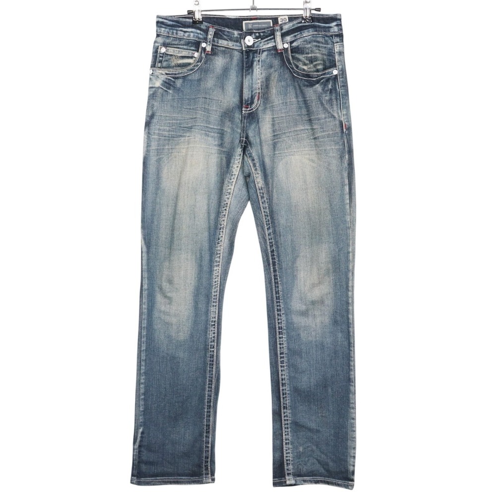 INC International Concepts Mens Jeans 30x32 Blue Berlin Slim Straight Stitching